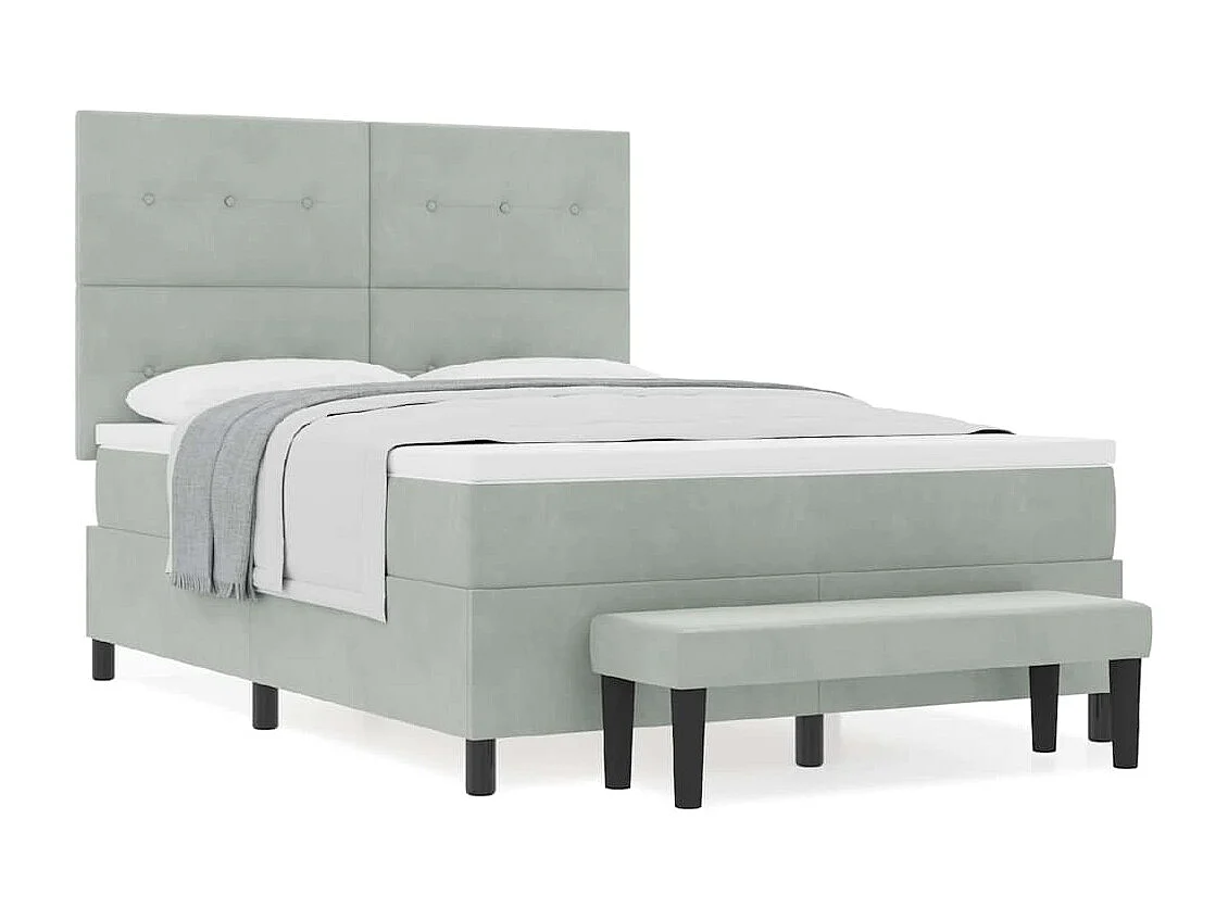 Boxspring bed met matras Lichtgrijs 160 x 200 cm Fluweel