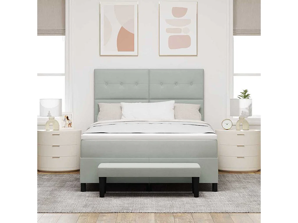 Boxspring bed met matras Lichtgrijs 160 x 200 cm Fluweel