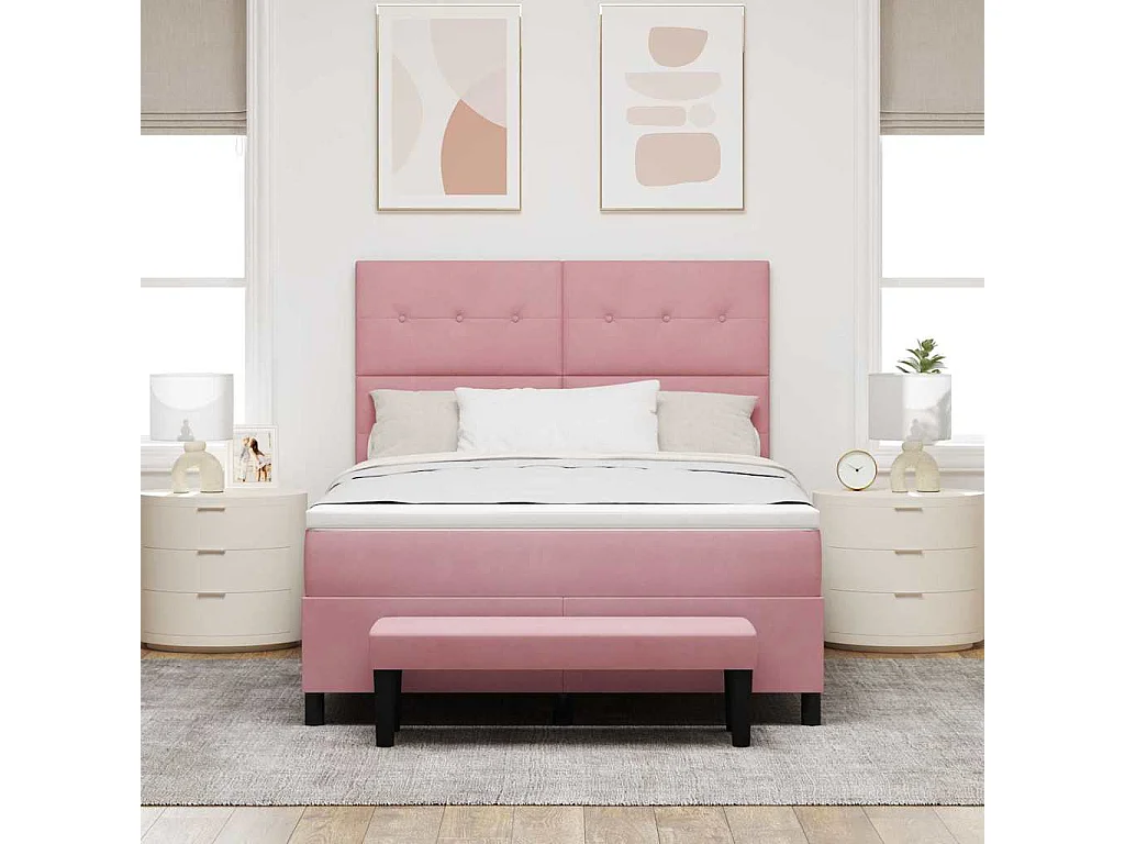 Cadre de lit avec matelas Rose 160 x 200 cm Velours