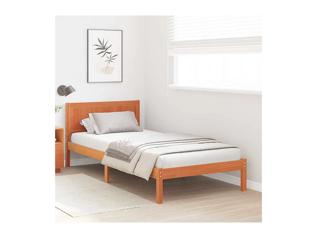 Estrutura da Cama Castanho 75 x 190 cm Madeira de pinho maciça