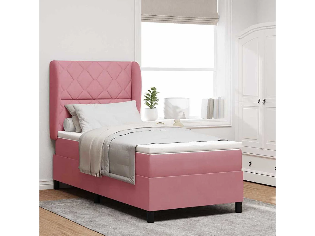 Cadre de lit avec matelas Rose 90 x 200 cm Velours