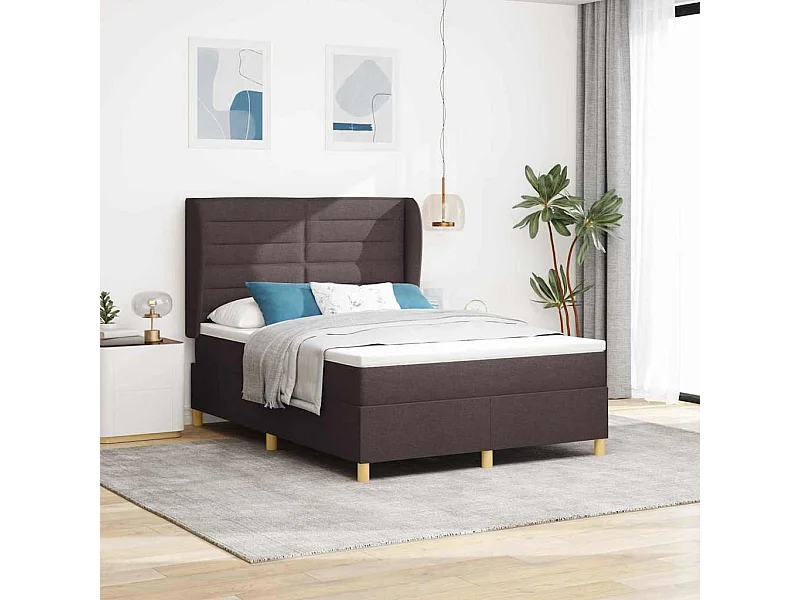 Cadre de lit avec matelas gris foncé 90x190 cm Marron foncé