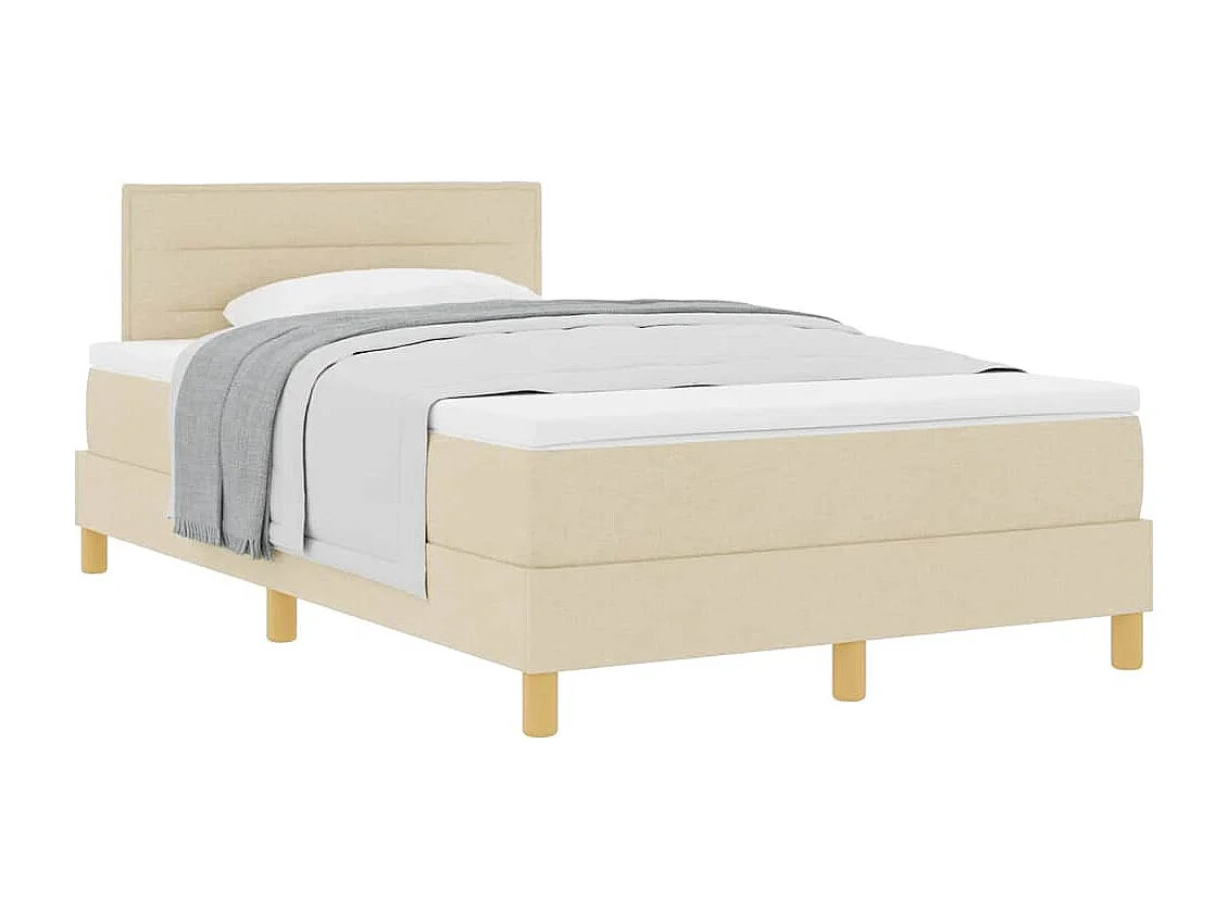Cadre de lit avec matelas Crème 120 x 190 cm tissu