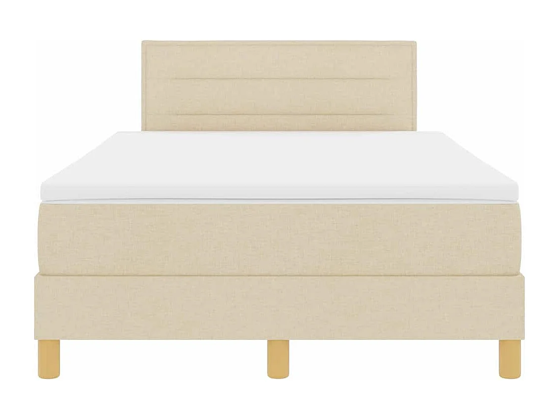 Cadre de lit avec matelas Crème 120 x 190 cm tissu