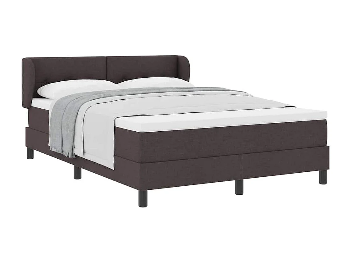 Cadre de lit avec matelas Marron foncé 140 x 190 cm tissu