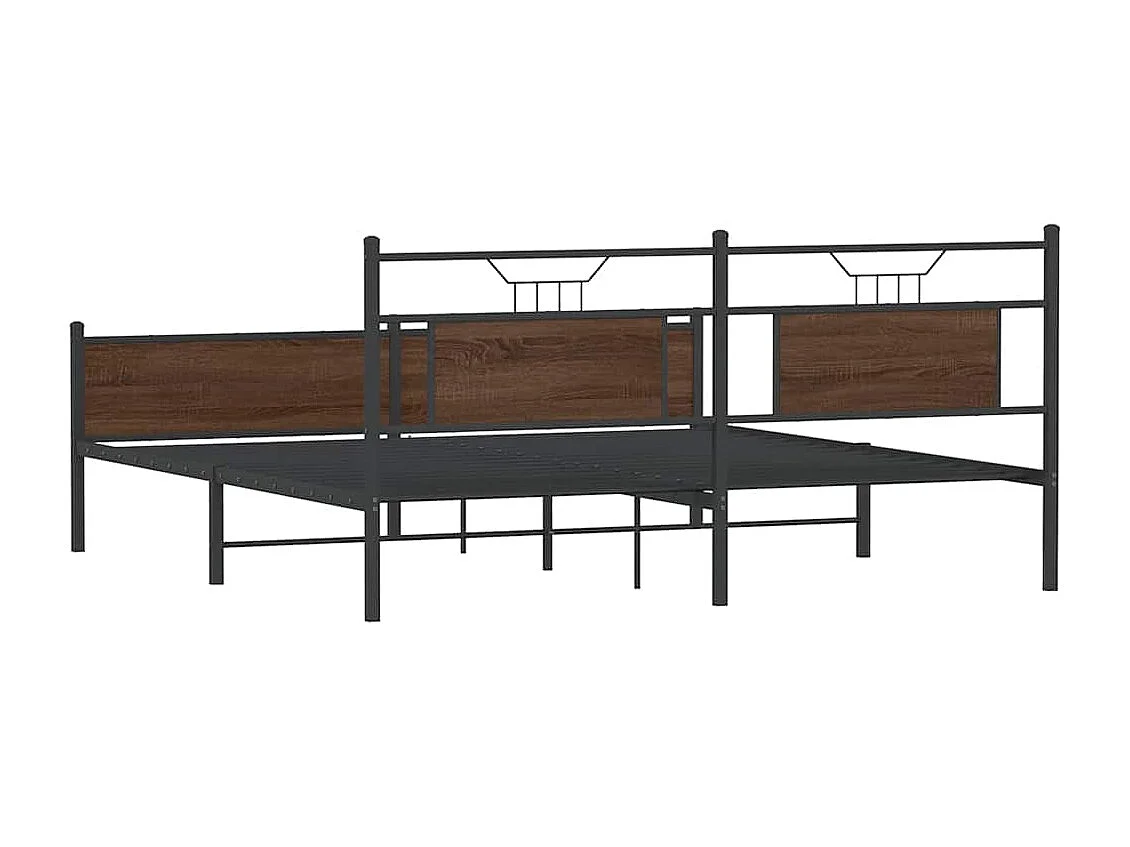 Cadre de lit en métal sans matelas chêne marron 183x213 cm