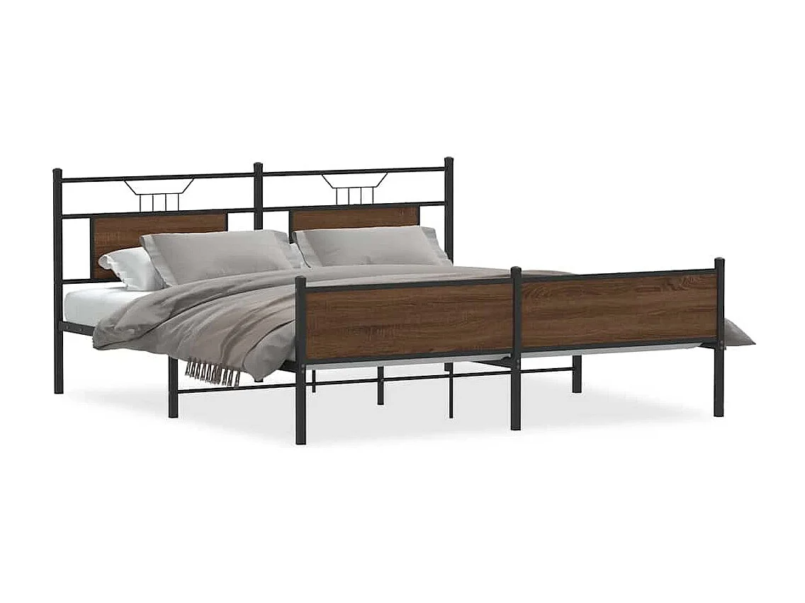 Bedframe zonder matras metaal bruin eikenkleur 183x213 cm