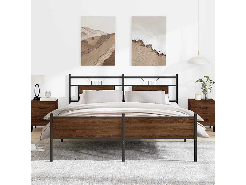 Bedframe zonder matras metaal bruin eikenkleur 183x213 cm