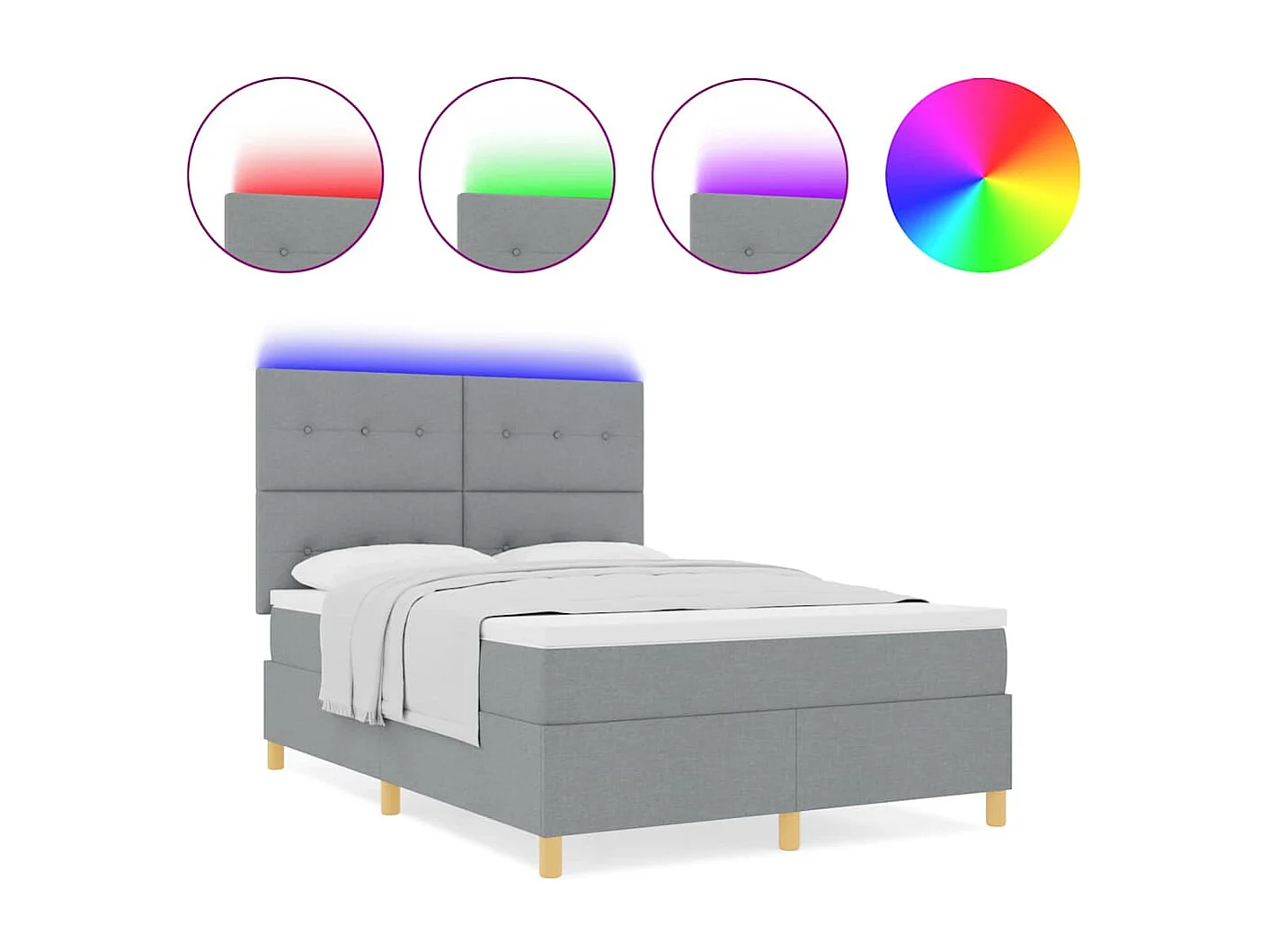 Cadre de lit avec matelas Gris clair 140 x 200 cm tissu