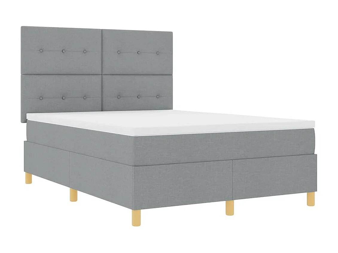 Cadre de lit avec matelas Gris clair 140 x 200 cm tissu