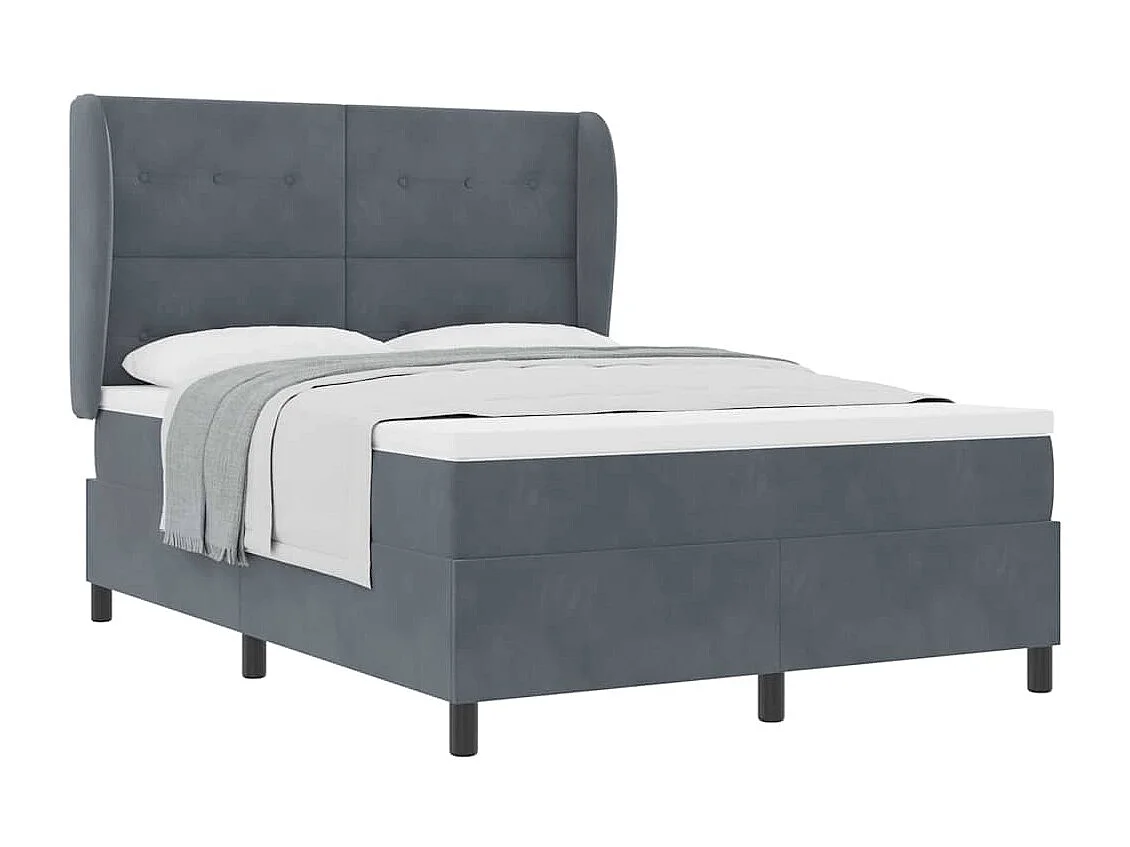Cadre de lit avec matelas Gris foncé 140 x 200 cm Velours