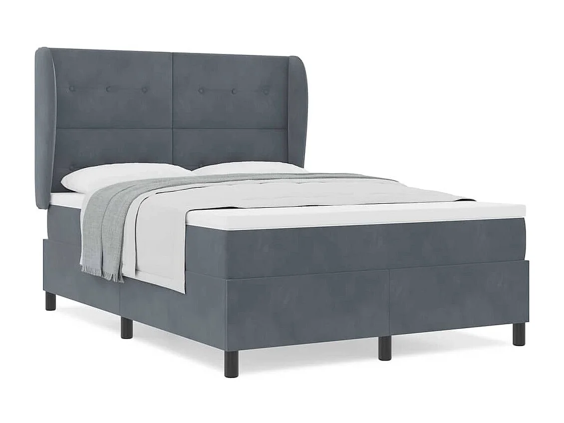 Cadre de lit avec matelas Gris foncé 140 x 200 cm Velours