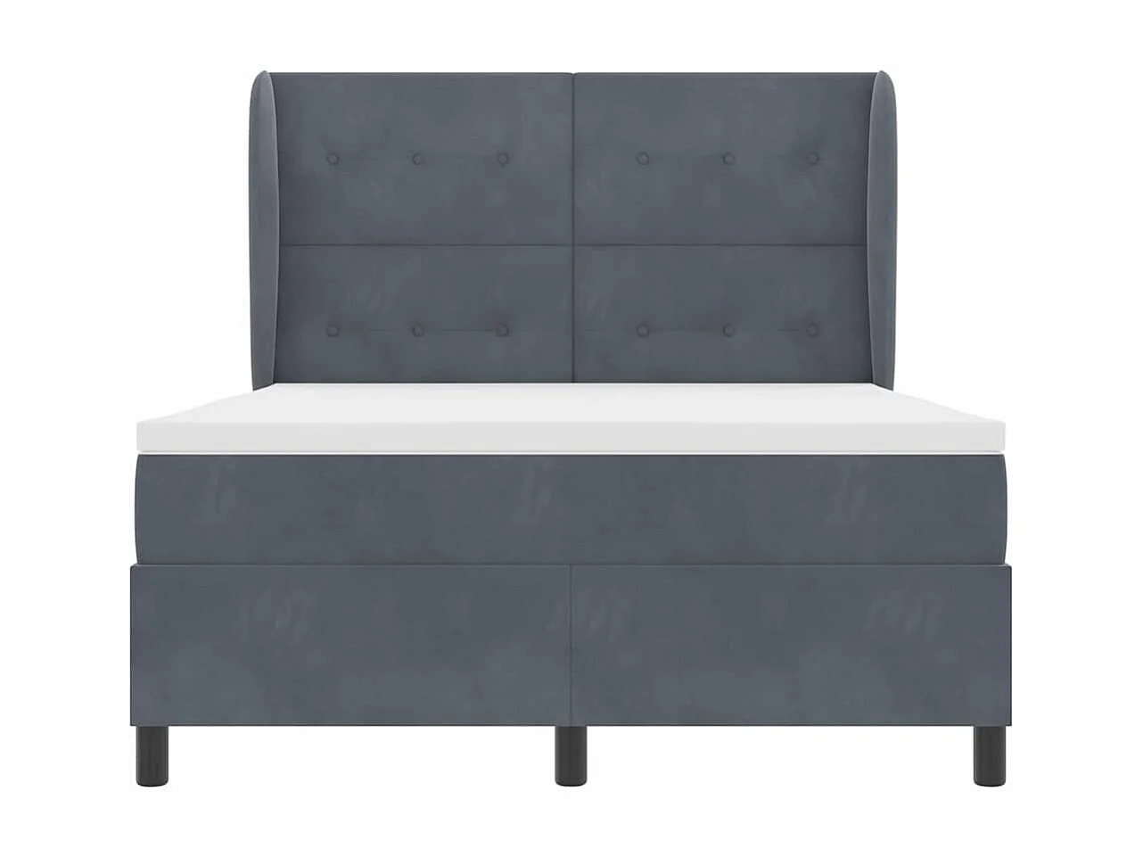 Cadre de lit avec matelas Gris foncé 140 x 200 cm Velours