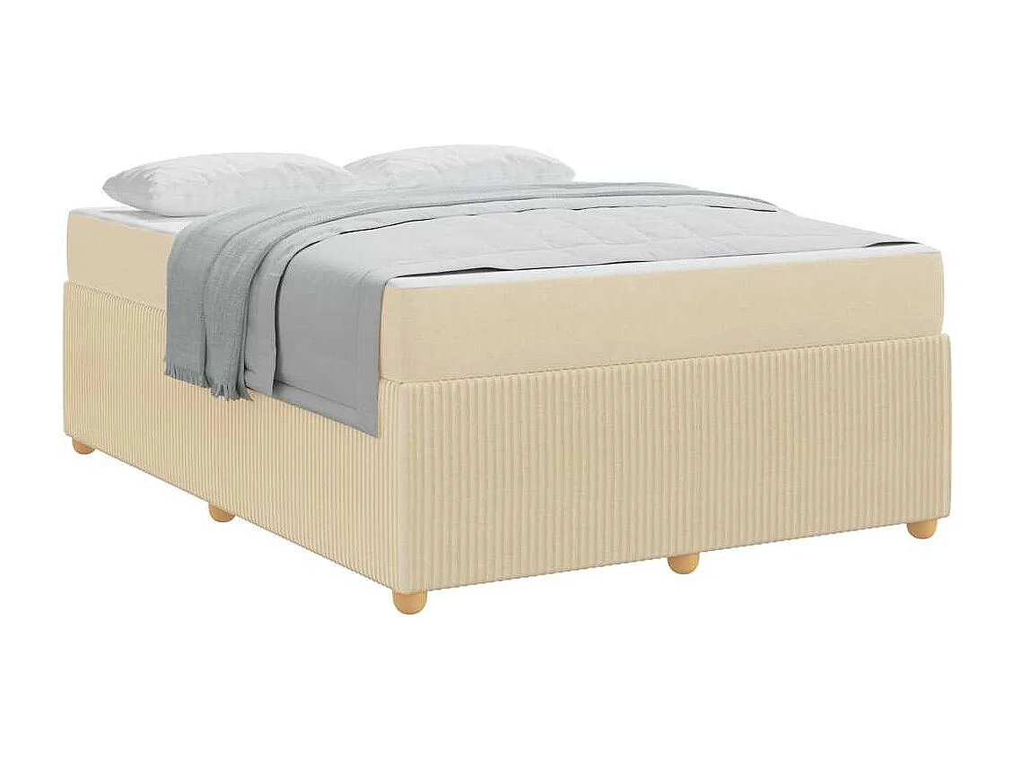 Estructura de cama con colchón Crema 140 x 200 cm tela