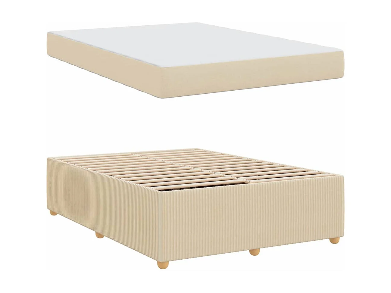 Estructura de cama con colchón Crema 140 x 200 cm tela