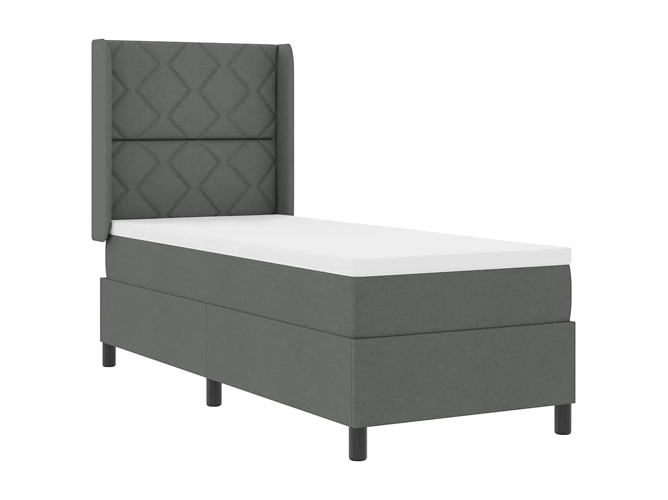 Cama tipo Box Spring con colchón Gris oscuro 80 x 200 cm tela