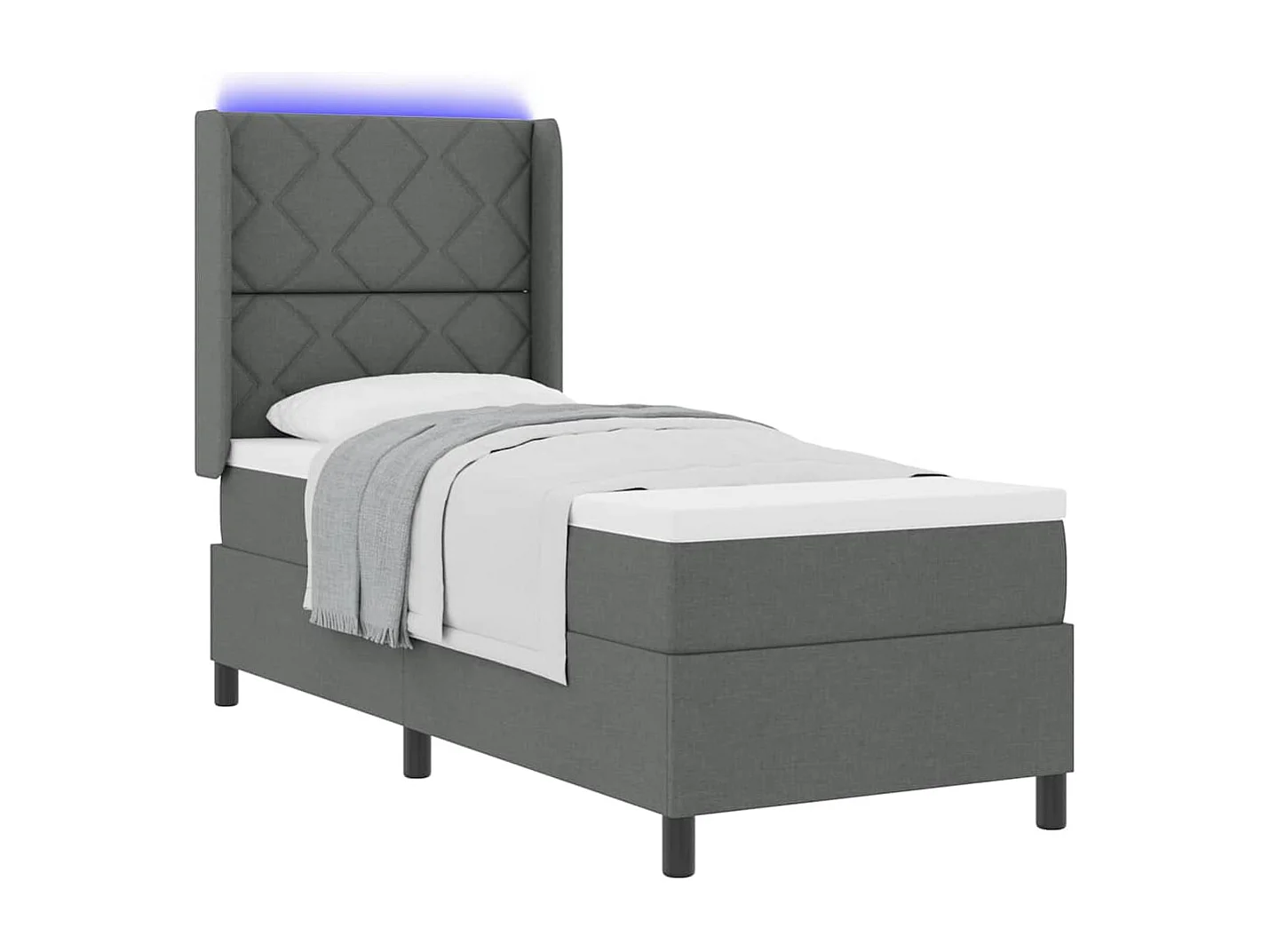 Cama tipo Box Spring con colchón Gris oscuro 80 x 200 cm tela