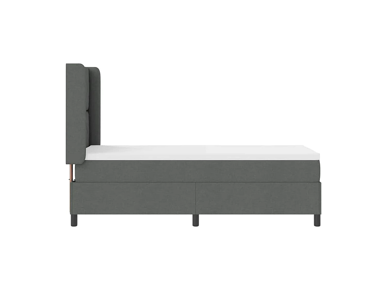 Cama tipo Box Spring con colchón Gris oscuro 80 x 200 cm tela