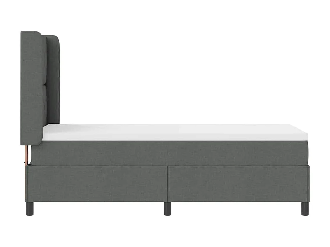 Cama tipo Box Spring con colchón Gris oscuro 80 x 200 cm tela