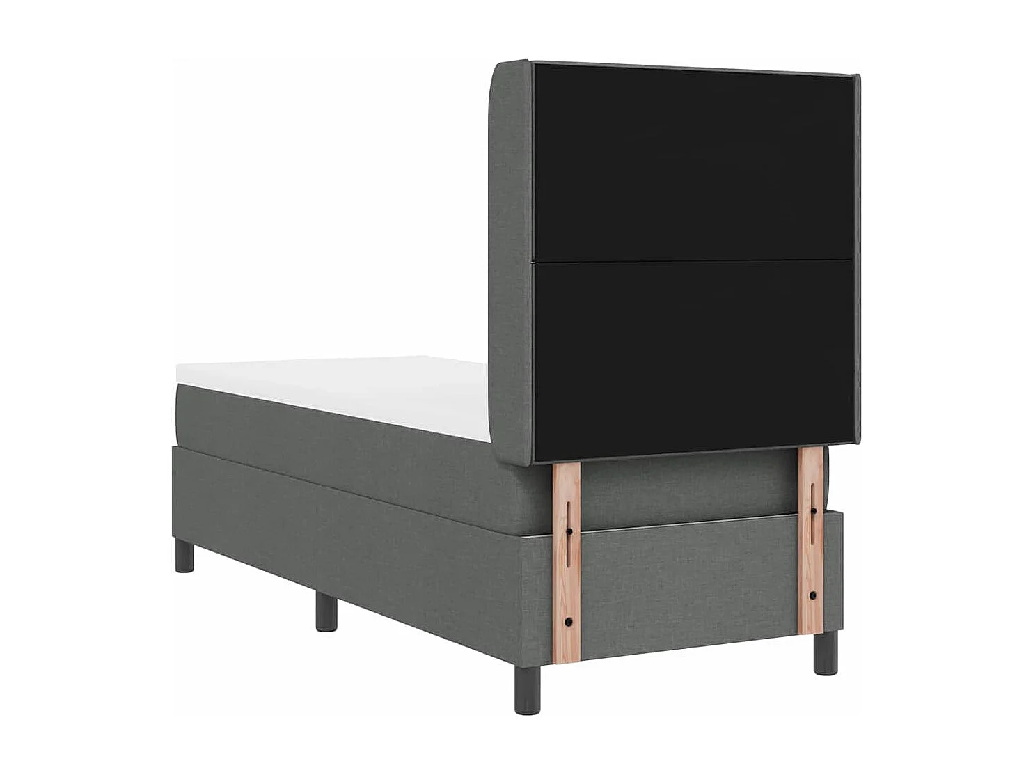 Cama tipo Box Spring con colchón Gris oscuro 80 x 200 cm tela