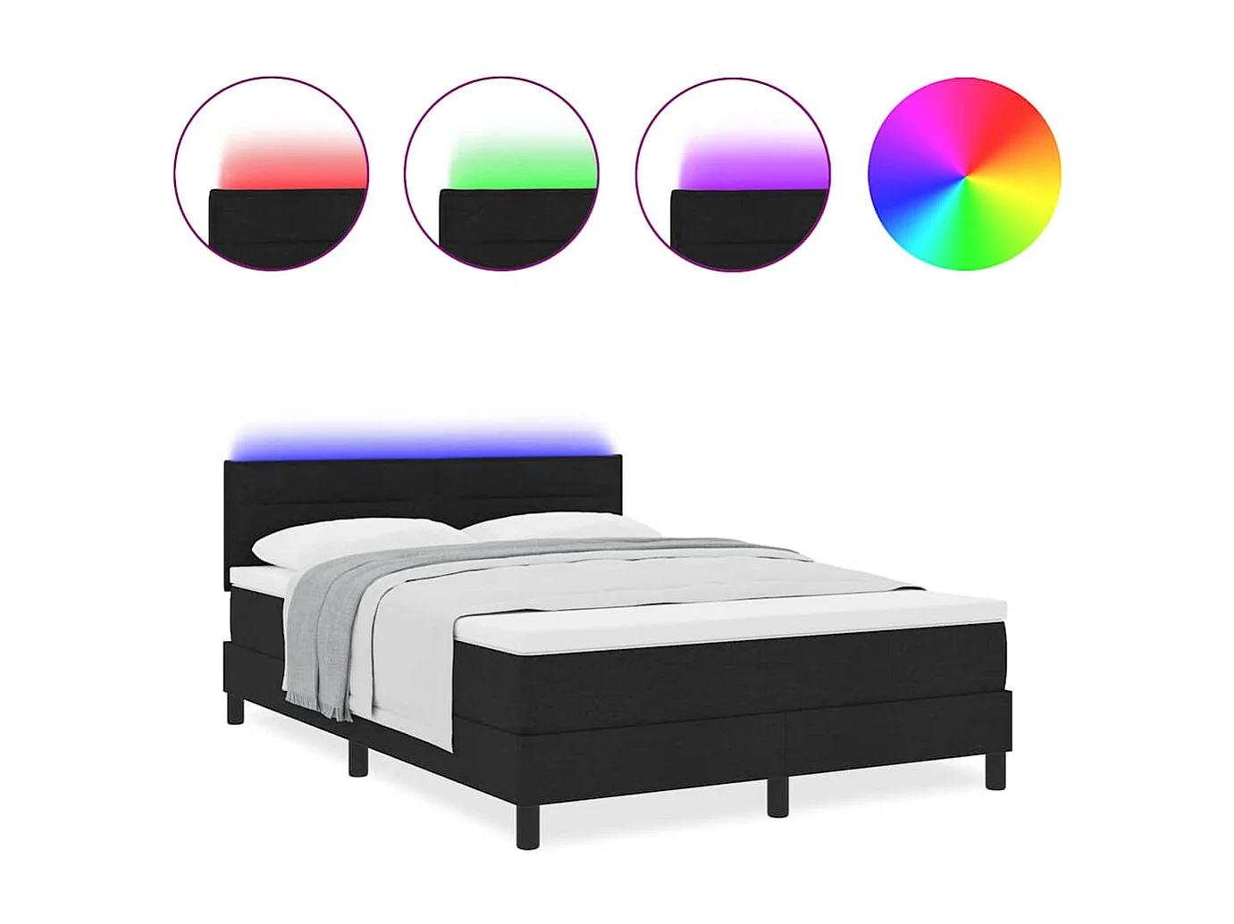 Cadre de lit avec matelas Noir 140 x 200 cm tissu