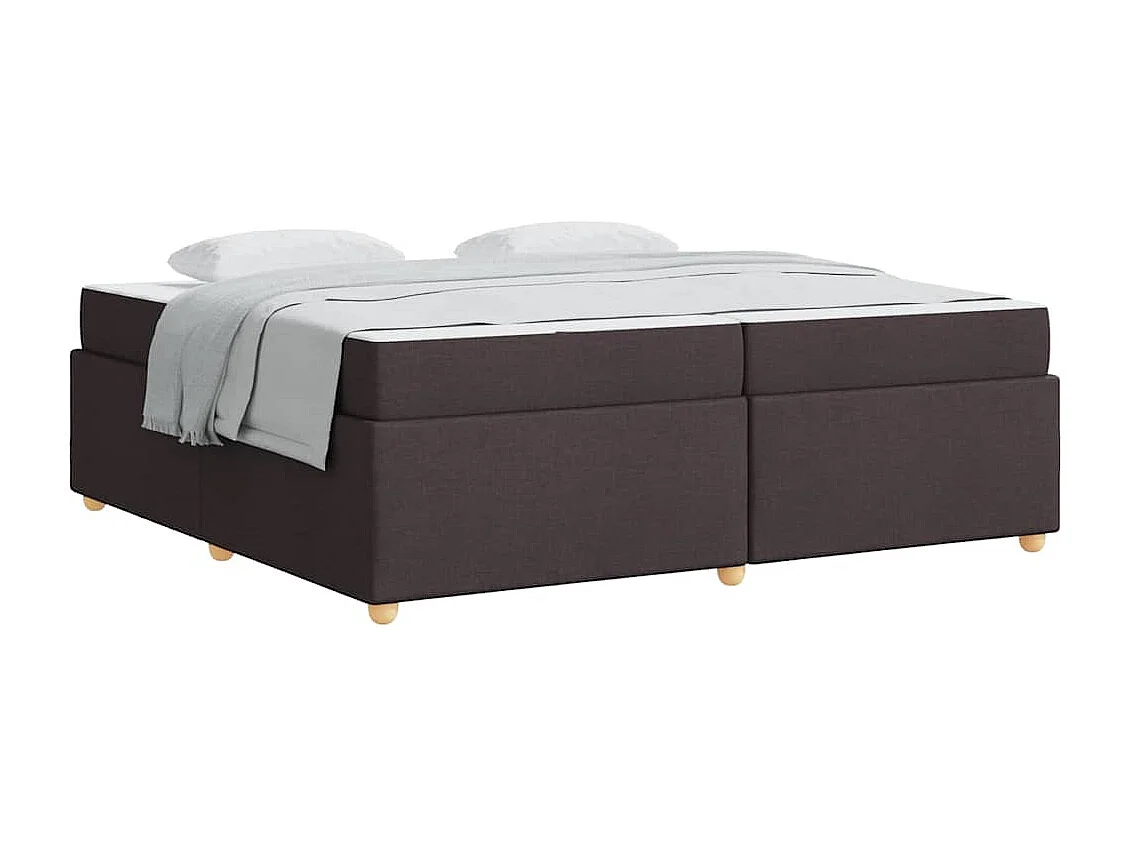 Estructura de cama con colchón Marrón oscuro 200 x 200 cm tela