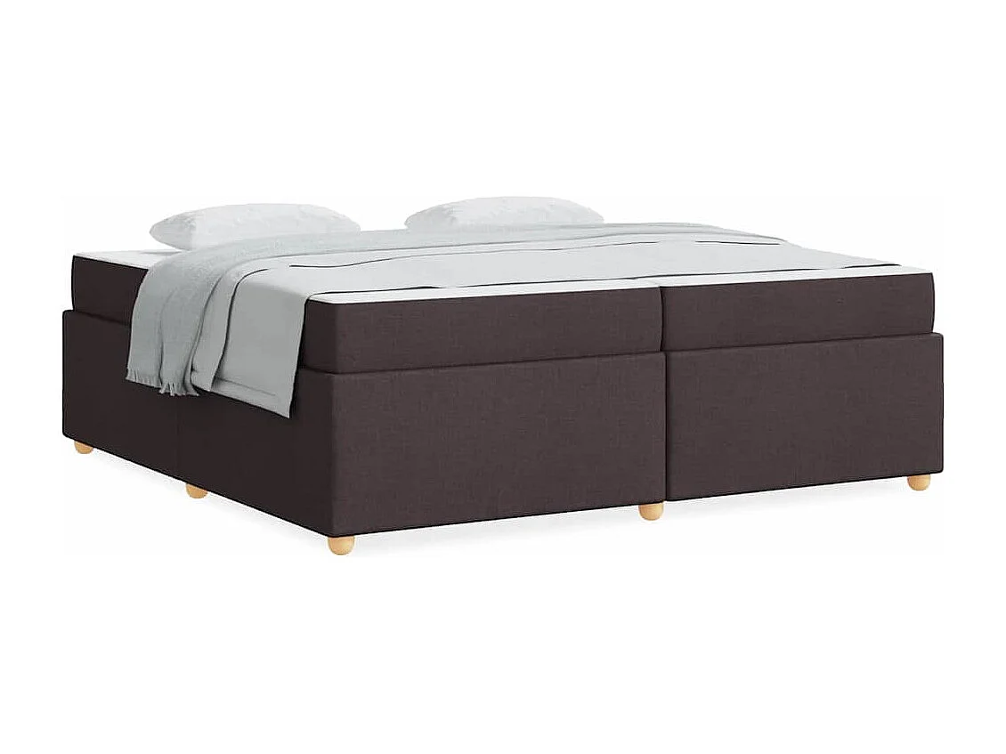 Estructura de cama con colchón Marrón oscuro 200 x 200 cm tela