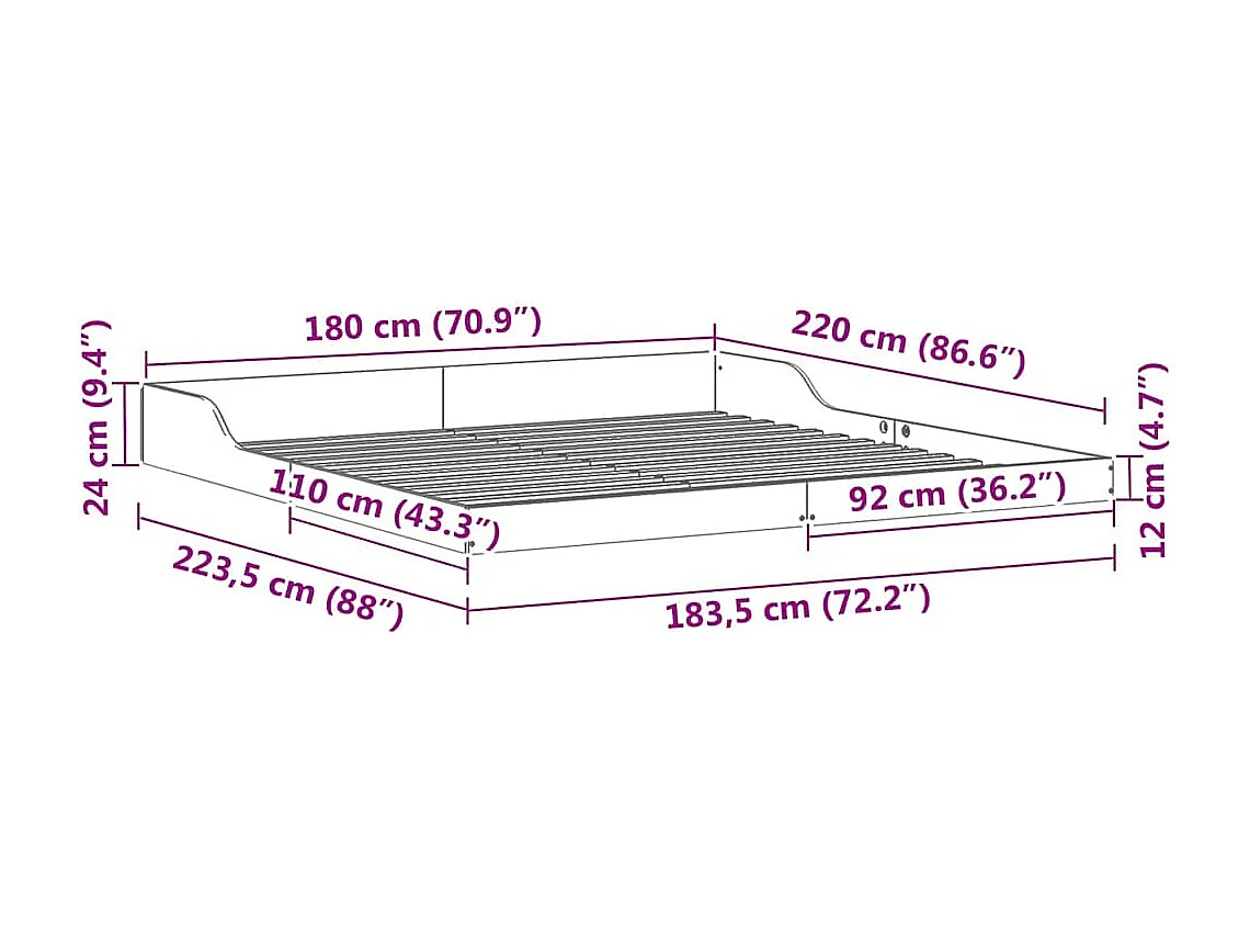 Estrutura da Cama Castanho-mel 180 x 220 cm