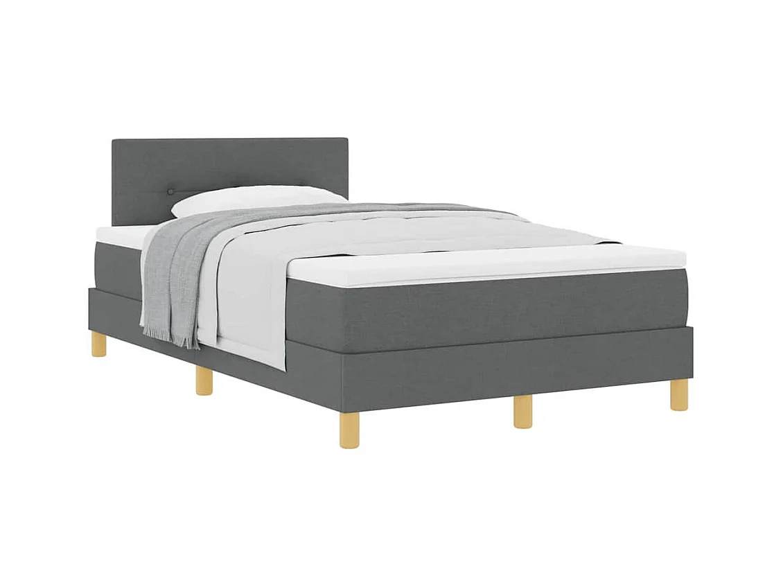 Cadre de lit avec matelas Gris foncé 120 x 190 cm tissu