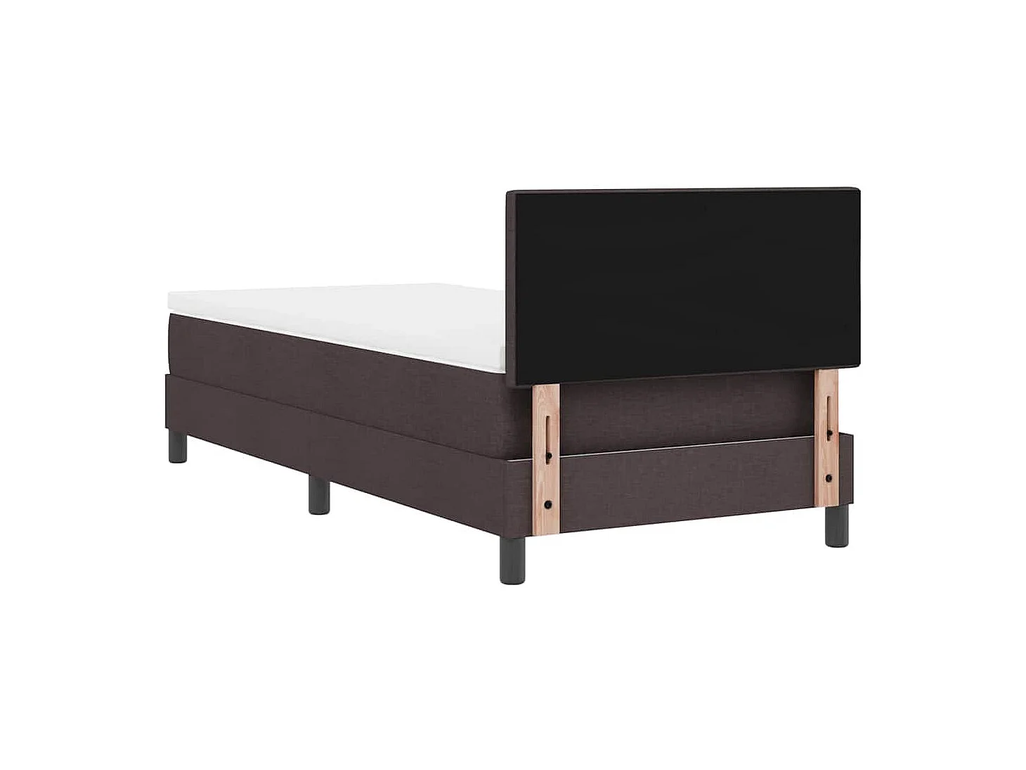 Cadre de lit avec matelas Marron foncé 90 x 200 cm tissu