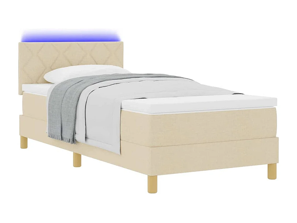 Boxspring bed met matras met hoofdeinde Crème 90 x 190 cm Stof