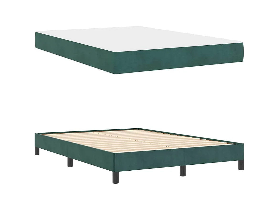Cadre de lit avec matelas Vert foncé 160 x 200 cm Velours