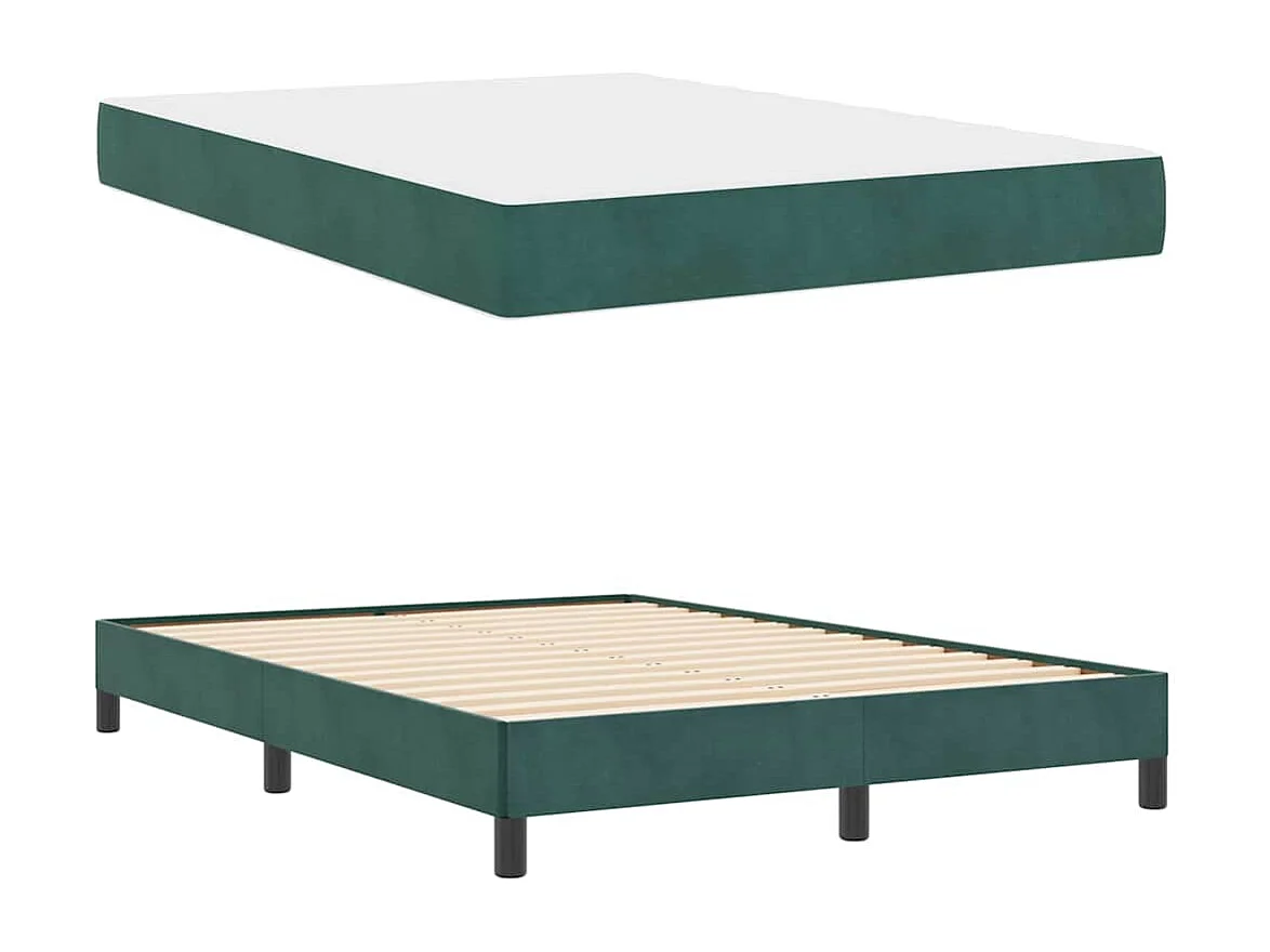 Cadre de lit avec matelas Vert foncé 160 x 200 cm Velours