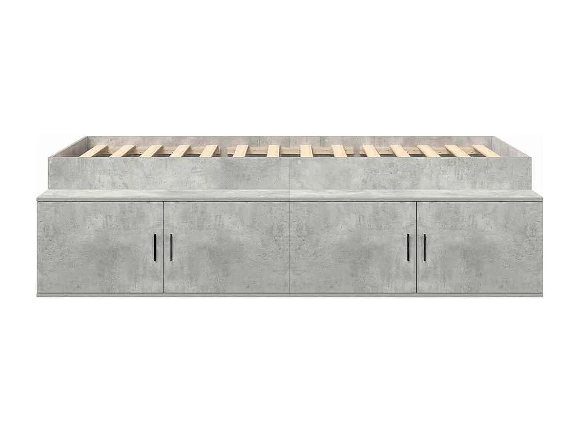 Cadre de lit avec rangement Gris béton 75 x 190 cm
