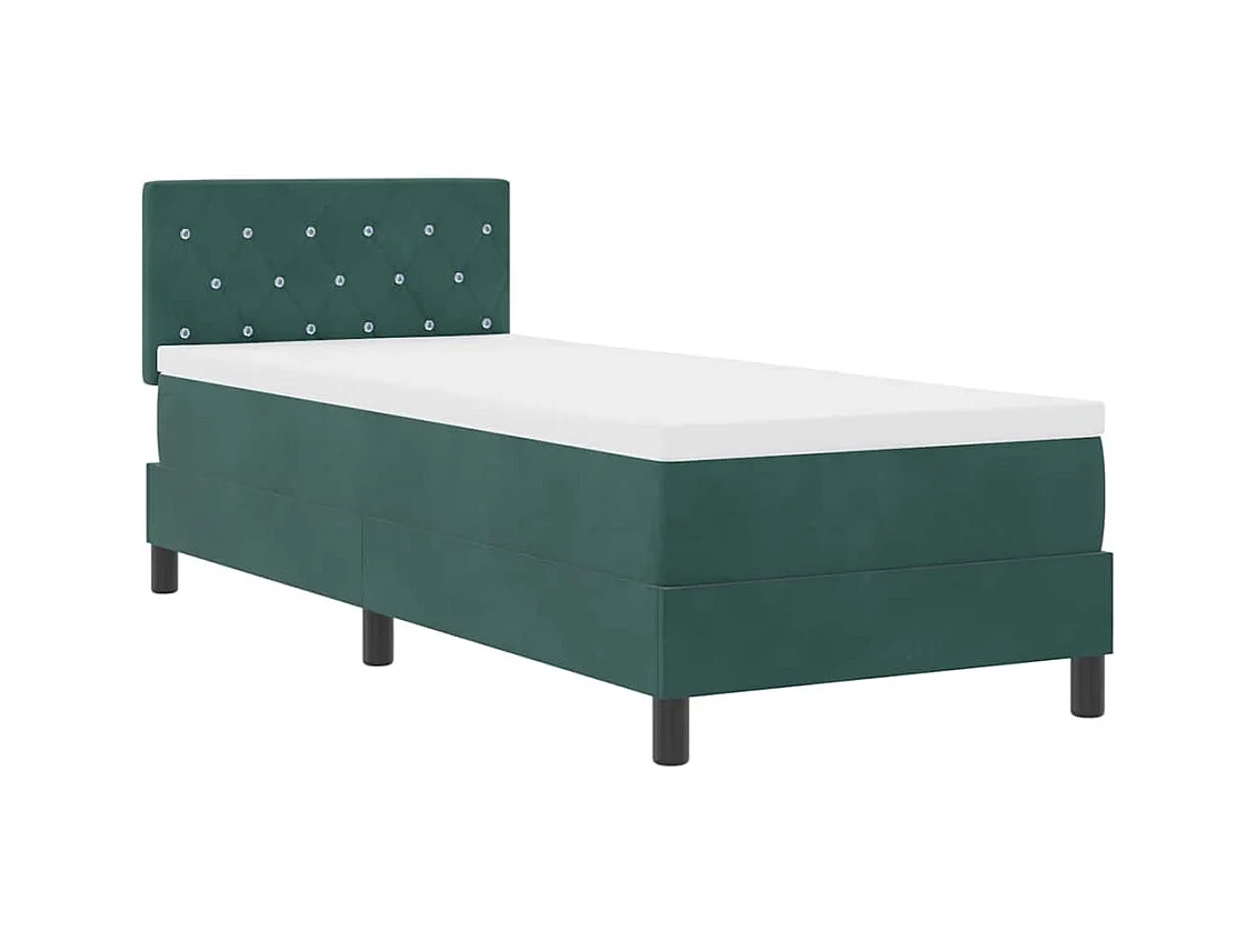 Cadre de lit avec matelas Vert foncé 80 x 200 cm tissu