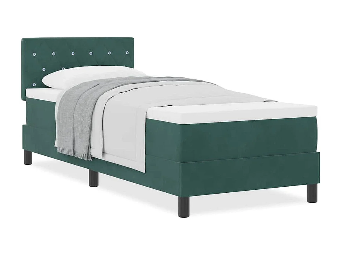 Cadre de lit avec matelas Vert foncé 80 x 200 cm tissu