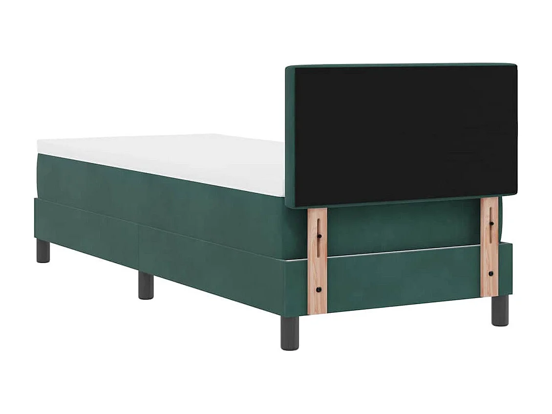 Cadre de lit avec matelas Vert foncé 80 x 200 cm tissu