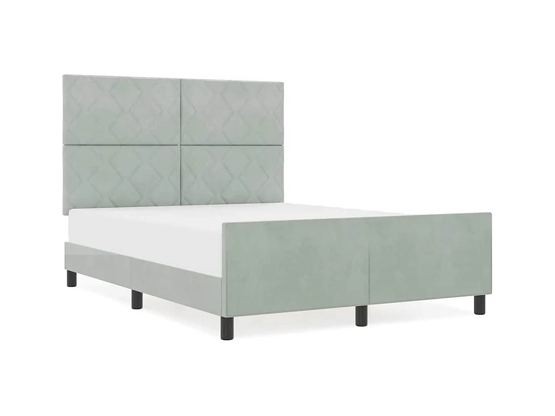 Cadre de lit avec tête de lit Gris clair 140 x 190 cm Velours