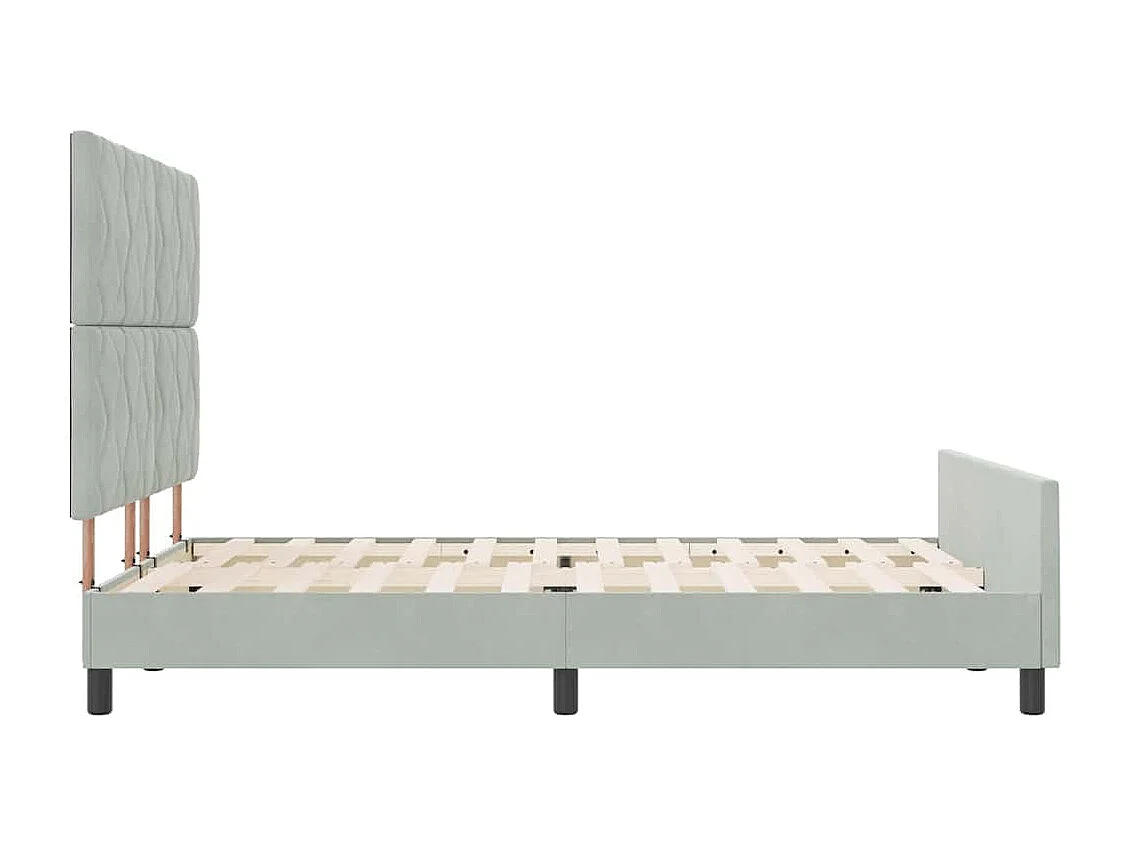 Cadre de lit avec tête de lit Gris clair 140 x 190 cm Velours