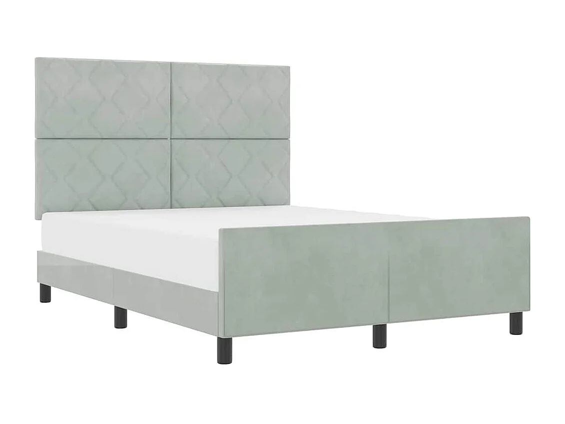 Estrutura da Cama Cinzento-claro 140 x 190 cm Veludo