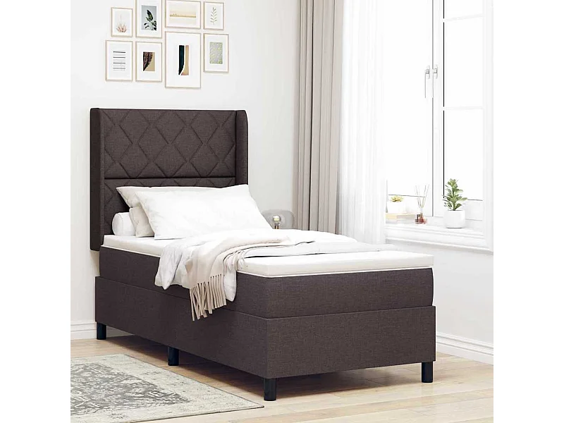 Cama Box com colchão Castanho escuro 90 x 200 cm tecido