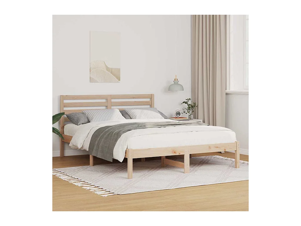 Bedframe met hoofdeinde Bruin 120 x 200 cm Massief grenenhout