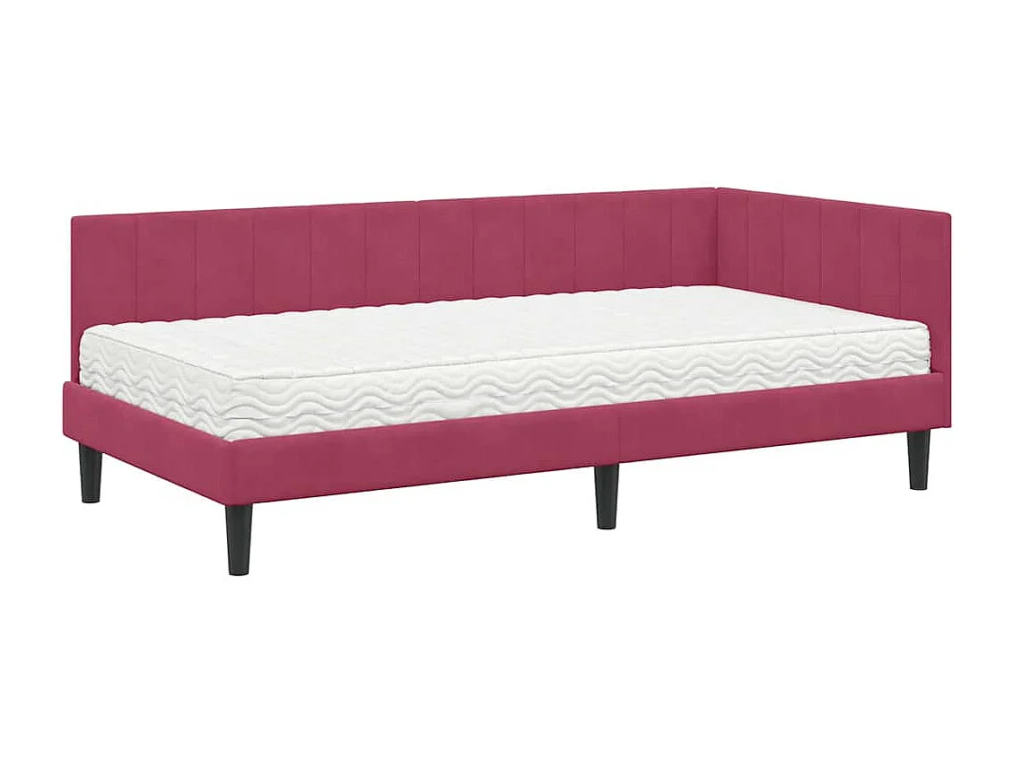 Cadre de lit d'angle Rouge bordeaux 100 x 200 cm Velours