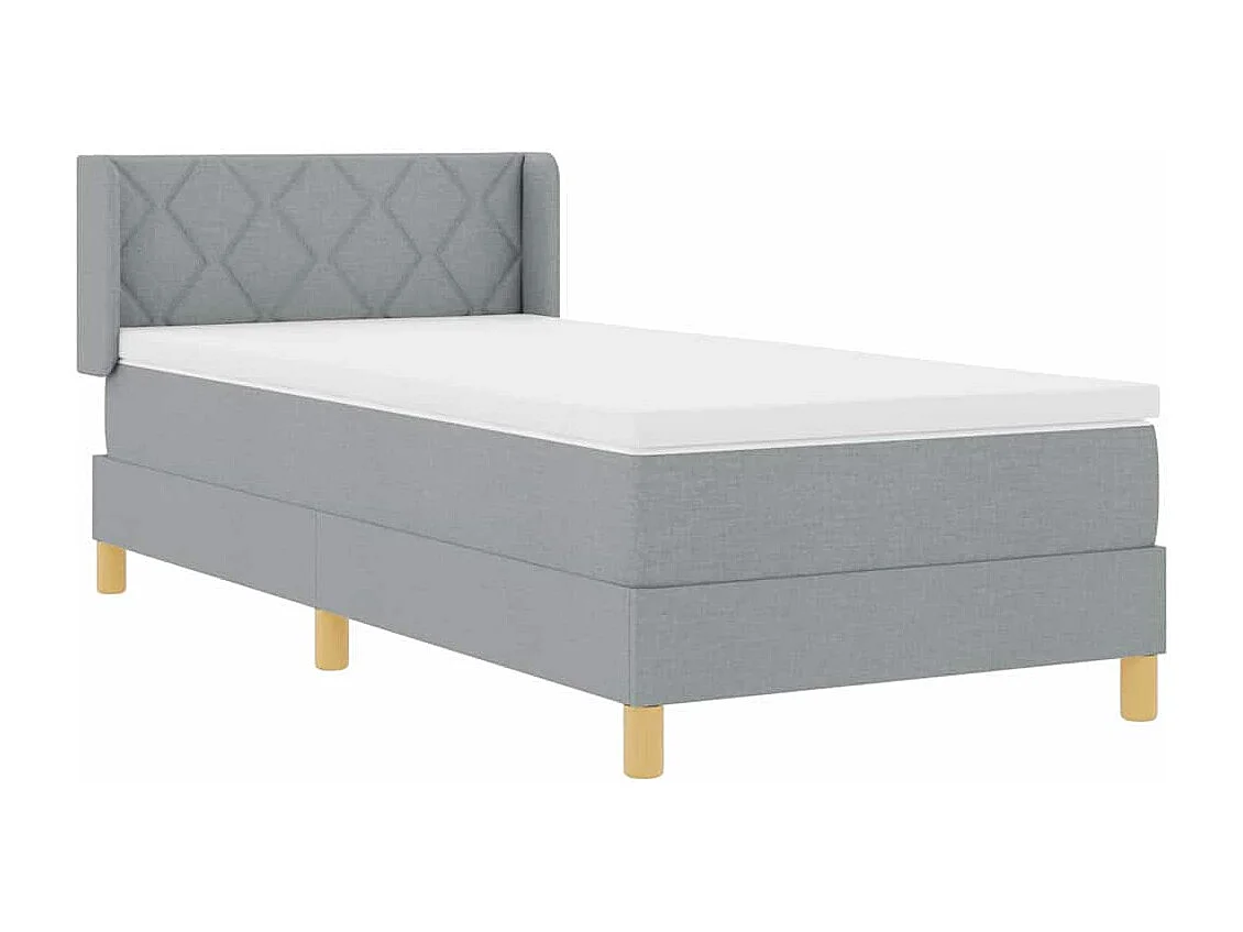 Cadre de lit avec matelas Gris clair 90 x 190 cm tissu