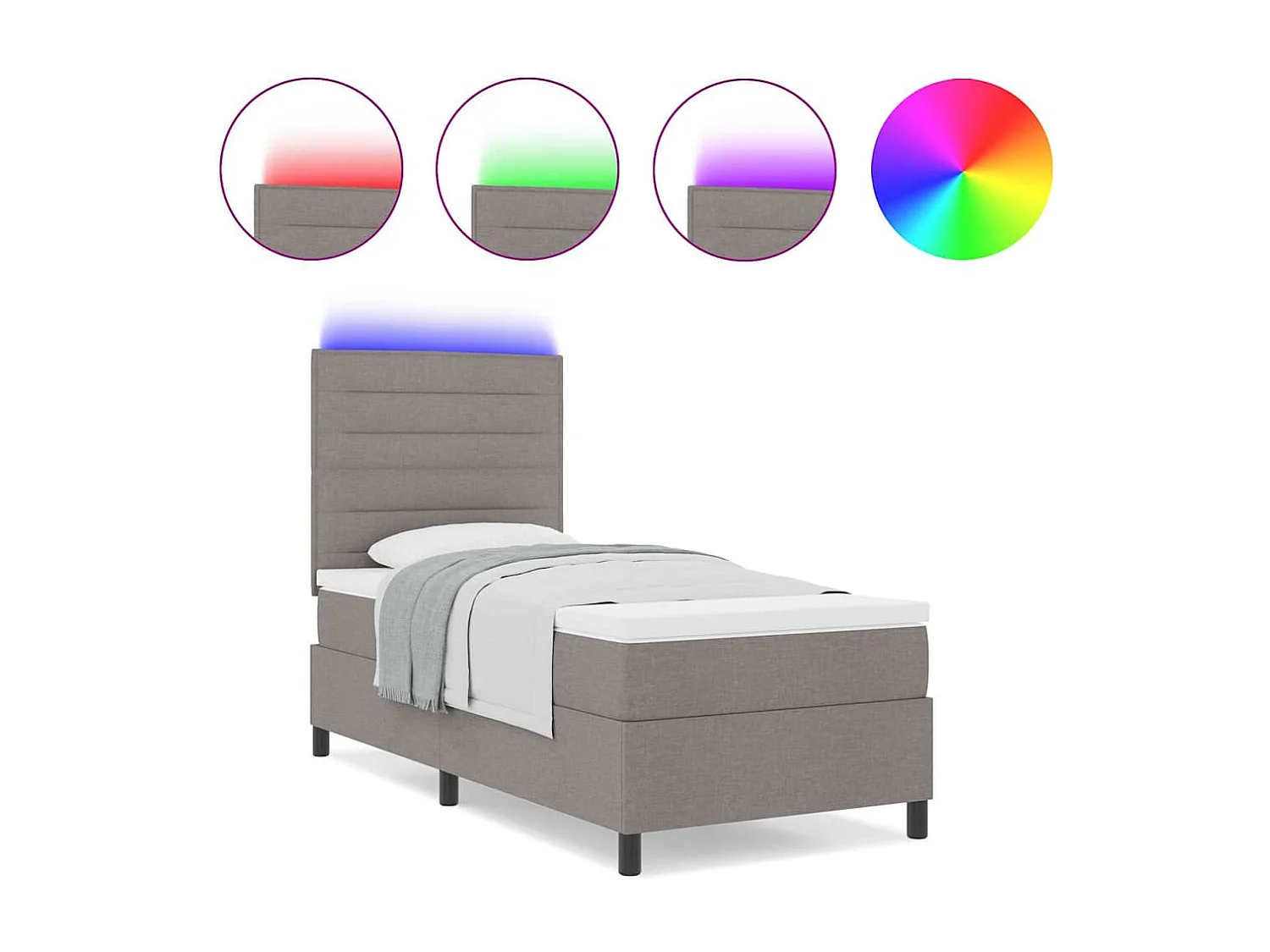 Cama tipo Box Spring con colchón Taupé 100 x 200 cm tela