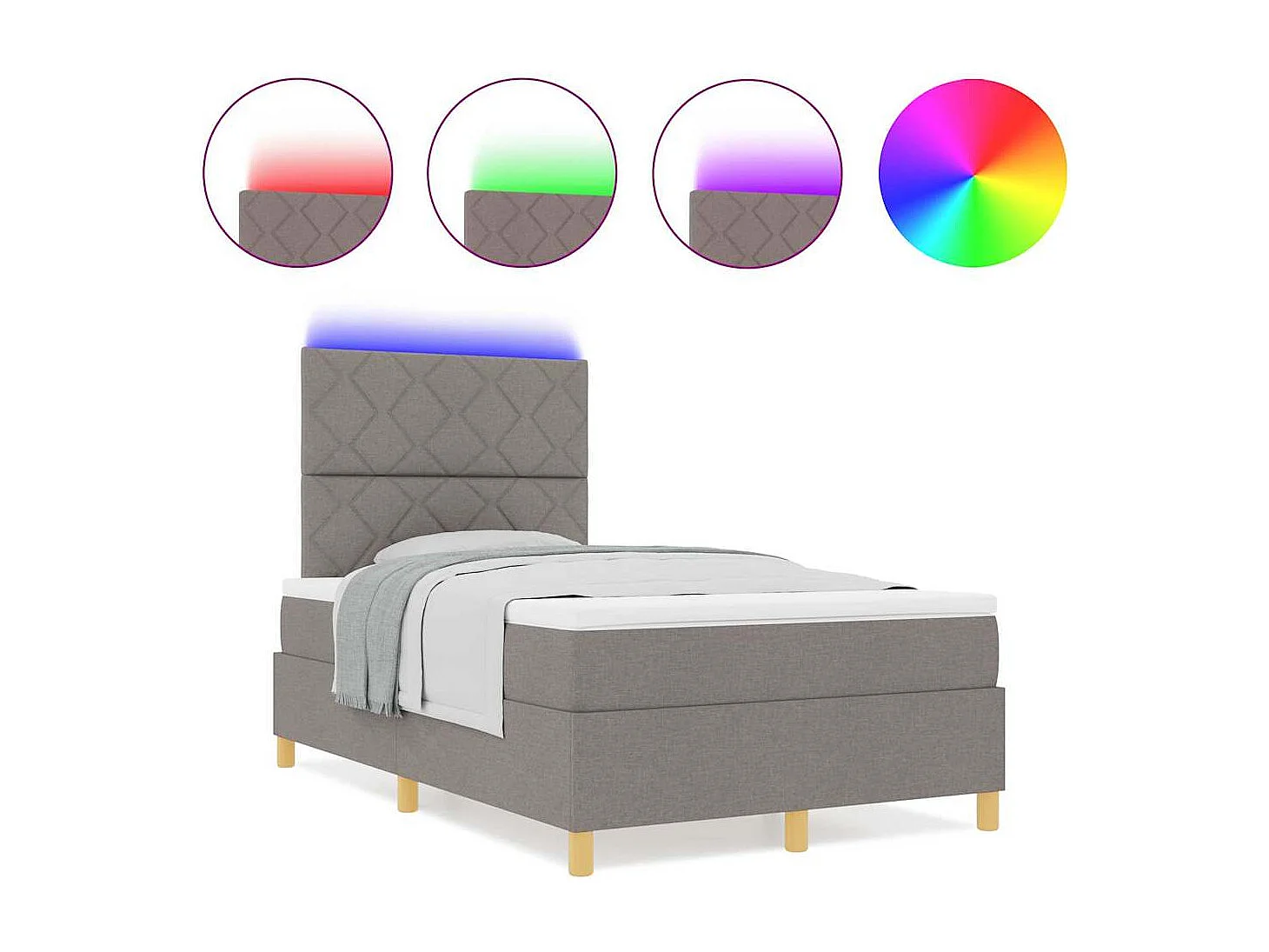 Cama tipo Box Spring con colchón Taupé 120 x 190 cm tela