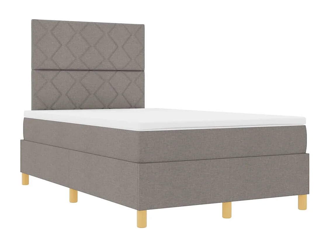 Cama tipo Box Spring con colchón Taupé 120 x 190 cm tela