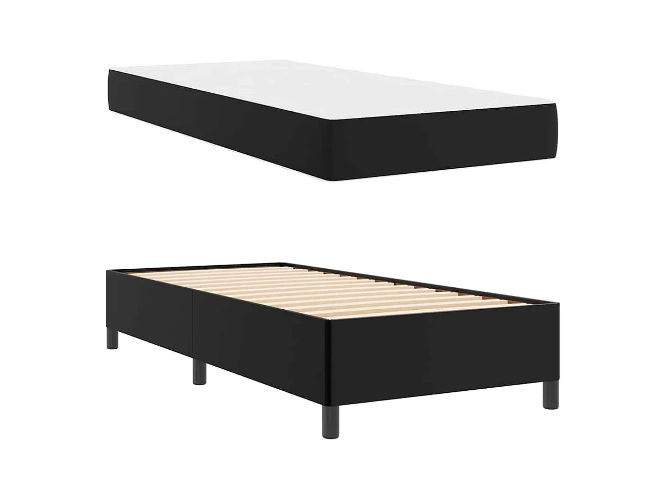 Cadre de lit avec matelas Noir 90 x 190 cm Faux cuir