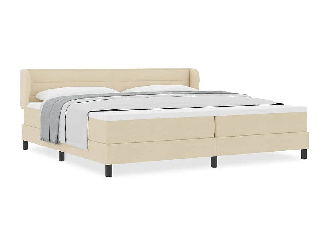 Cama box spring con colchón con colchón Crema 200 x 200 cm tela