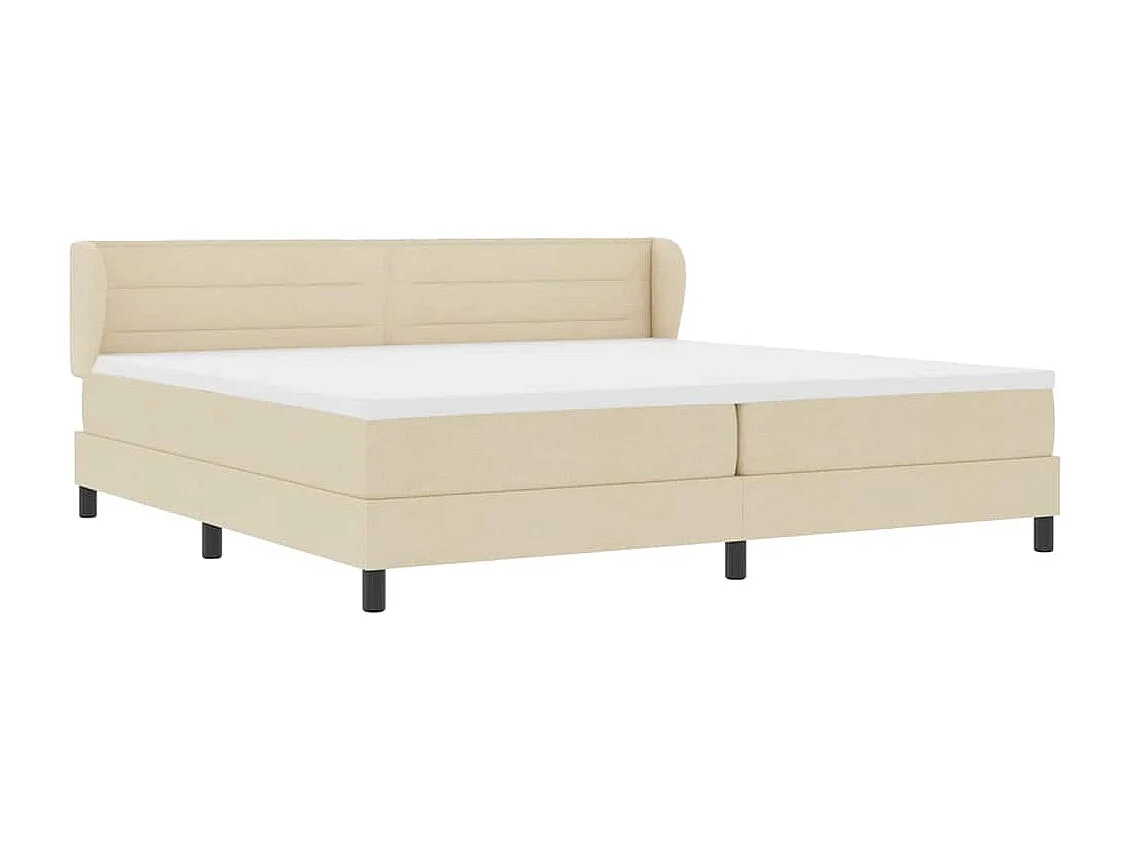 Cama box spring con colchón con colchón Crema 200 x 200 cm tela